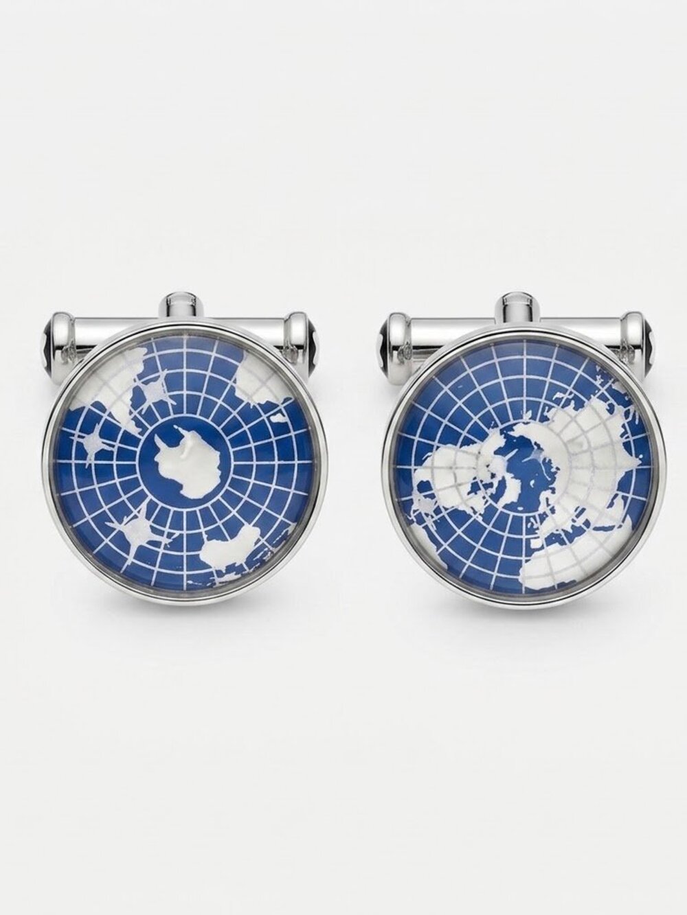 Montblanc Iconic Globe Blue Enamel Cufflinks Silver Limited Edition Luxury Gift